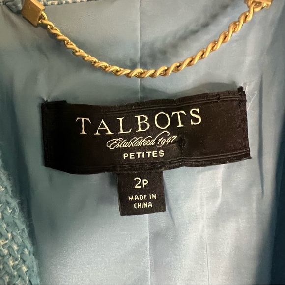 Talbots Womens Blazer Petite Sz 2 Tweed Linen Blend Preppy Blue Office Academia - Picture 5 of 10